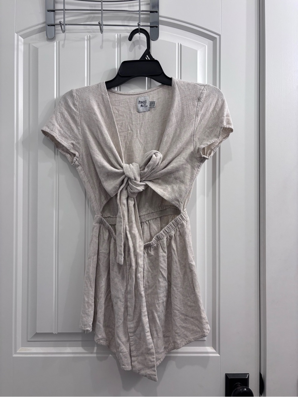 PRINCESS POLLY Neutral Tie-Front Romper